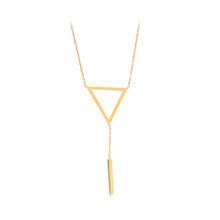 Load image into Gallery viewer, Simple and Fashion Plated Gold Geometric Triangle Tassel 316L Stainless Steel Pendant with Necklace