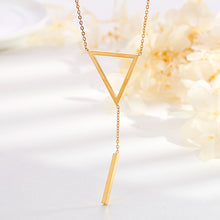 Load image into Gallery viewer, Simple and Fashion Plated Gold Geometric Triangle Tassel 316L Stainless Steel Pendant with Necklace