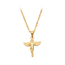 Load image into Gallery viewer, Fashion and Elegant Plated Gold Angel 316L Stainless Steel Pendant with Necklace