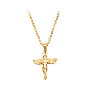 Fashion and Elegant Plated Gold Angel 316L Stainless Steel Pendant with Necklace