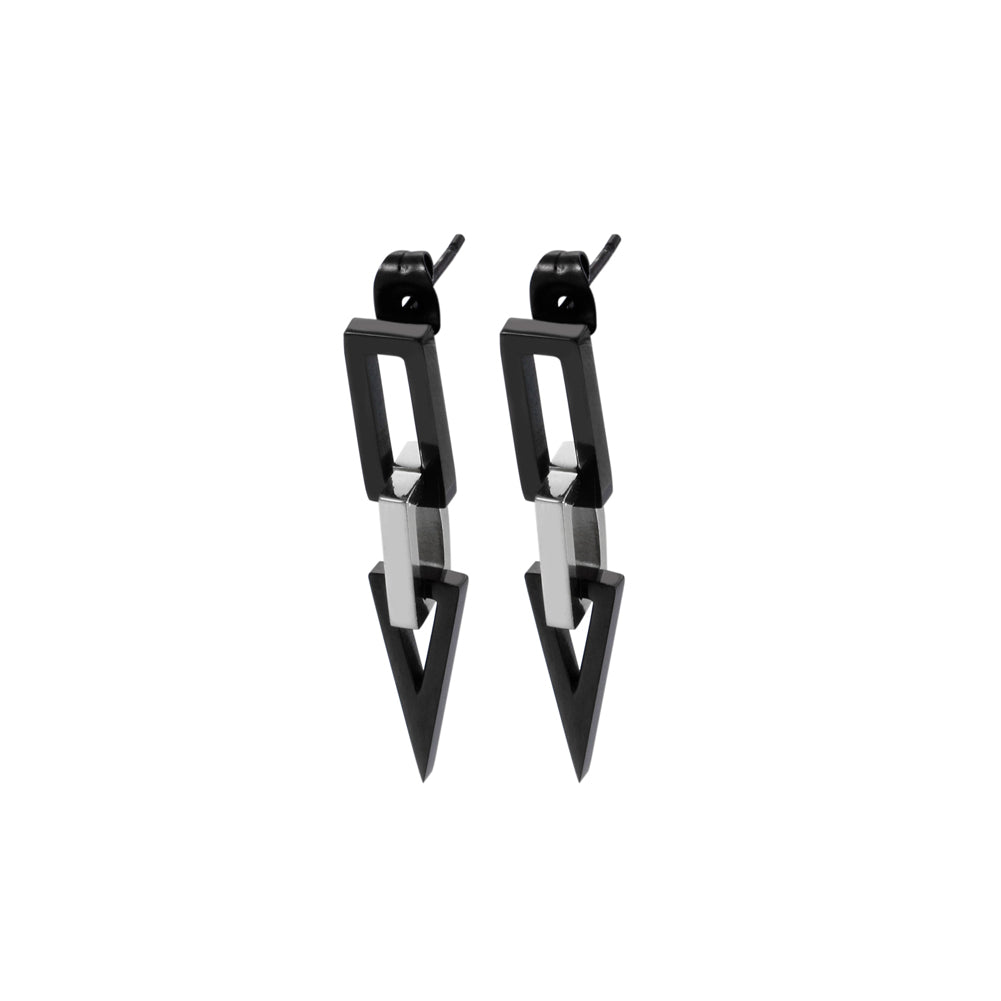 Fashion Personality Plated Silver Black Geometric Triangle 316L Stainless Steel Earrings