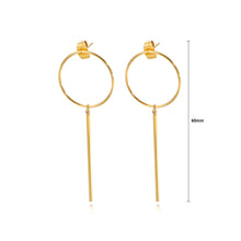 Load image into Gallery viewer, Simple and Fashion Plated Gold Geometric Round Tassel 316L Stainless Steel Earrings
