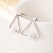 Load image into Gallery viewer, Simple and Fashion Geometric Triangle Imitation Pearl 316L Stainless Steel Stud Earrings