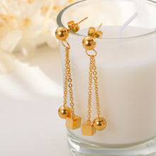 Load image into Gallery viewer, Fashion Simple Plated Gold Geometric Square Round Beads Tassel 316L Stainless Steel Earrings