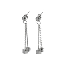 Load image into Gallery viewer, Fashion Simple Geometric Square Round Beads Tassel 316L Stainless Steel Earrings