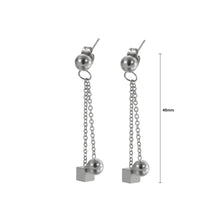 Load image into Gallery viewer, Fashion Simple Geometric Square Round Beads Tassel 316L Stainless Steel Earrings