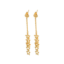 Load image into Gallery viewer, Simple and Fashion Plated Gold Star Tassel 316L Stainless Steel Earrings