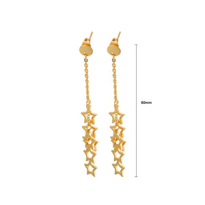 Simple and Fashion Plated Gold Star Tassel 316L Stainless Steel Earrings