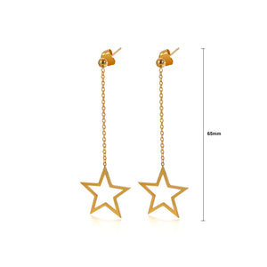Fashion Simple Plated Gold Star Tassel 316L Stainless Steel Earrings