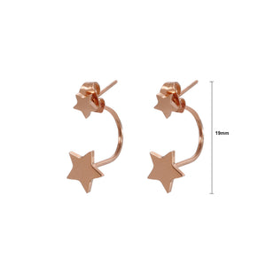 Simple Personality Plated Rose Gold Star 316L Stainless Steel Stud Earrings