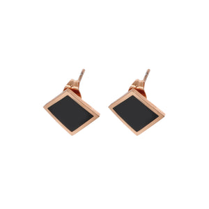 Simple and Fashion Plated Rose Gold Plated Geometric Diamond 316L Stainless Steel Stud Earrings