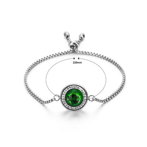 Simple and Fashion Geometric Round Green Cubic Zirconia 316L Stainless Steel Bracelet