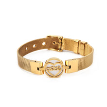 Load image into Gallery viewer, Fashion and Elegant Plated Gold Geometric Round Heart-shaped Mesh Belt 316L Stainless Steel Bracelet