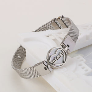 Fashion and Elegant Geometric Round Heart-shaped Mesh Belt 316L Stainless Steel Bracelet