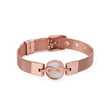 Load image into Gallery viewer, Fashion Temperament Plated Rose Gold Geometric Circle Infinite Symbol Mesh Belt 316L Stainless Steel Bracelet