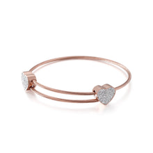 Load image into Gallery viewer, Simple and Classic Plated Rose Gold Heart-shaped 316L Steel Bangle with Cubic Zirconia