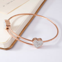 Load image into Gallery viewer, Simple and Classic Plated Rose Gold Heart-shaped 316L Steel Bangle with Cubic Zirconia