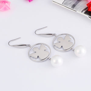 Fashion and Elegant Round Angel 316L Stainless Steel Earrings with Imitation Pearls