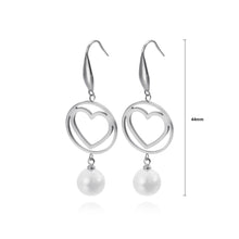 Load image into Gallery viewer, Simple and Romantic Round Hollow Heart-shaped 316L Stainless Steel Earrings with Imitation Pearls