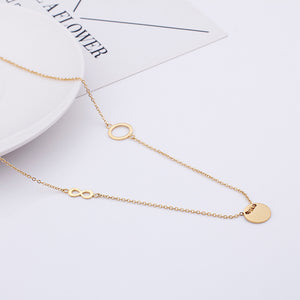 Fashion and Simple Plated Gold Geometric Round Infinity Symbol 316L Stainless Steel Necklace