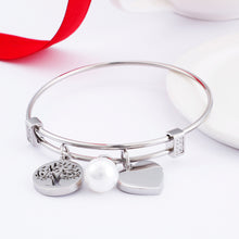 Load image into Gallery viewer, Fashion and Elegant Geometric Round Tree Of Life Imitation Pearl 316L Stainless Steel Bangle