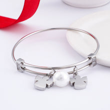 Load image into Gallery viewer, Fashion and Elegant Angel Imitation Pearl 316L Stainless Steel Bangle