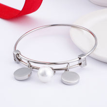 Load image into Gallery viewer, Fashion Simple Geometric Round Imitation Pearl 316L Stainless Steel Bangle