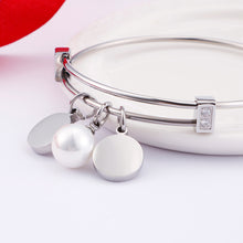 Load image into Gallery viewer, Fashion Simple Geometric Round Imitation Pearl 316L Stainless Steel Bangle
