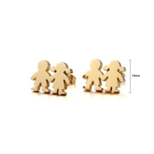 Load image into Gallery viewer, Fashion Cute Plated Gold Couple Cartoon Character 316L Stainless Steel Stud Earrings