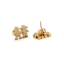 Load image into Gallery viewer, Fashion Cute Plated Gold Couple Cartoon Character 316L Stainless Steel Stud Earrings