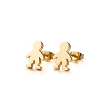 Load image into Gallery viewer, Simple and Cute Plated Gold Little Boy 316L Stainless Steel Stud Earrings