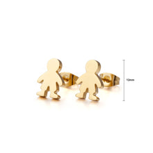 Load image into Gallery viewer, Simple and Cute Plated Gold Little Boy 316L Stainless Steel Stud Earrings