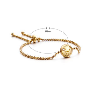 Fashion and Simple Plated Gold Twelve Constellation Pisces 316L Stainless Steel Bracelet with Cubic Zirconia