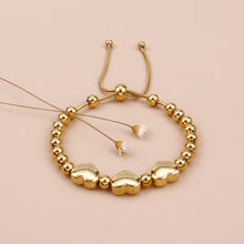 Load image into Gallery viewer, Fashion and Romantic Plated Gold Heart-shaped Beaded 316L Stainless Steel Bracelet