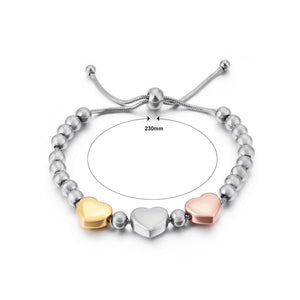 Fashion and Romantic Two-tone Heart-shaped Beaded 316L Stainless Steel Bracelet