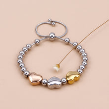 Load image into Gallery viewer, Fashion and Romantic Two-tone Heart-shaped Beaded 316L Stainless Steel Bracelet