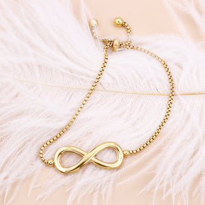 Simple Personality Plated Gold Infinity Symbol 316L Stainless Steel Bracelet