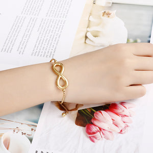 Simple Personality Plated Gold Infinity Symbol 316L Stainless Steel Bracelet