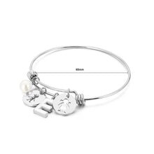 Load image into Gallery viewer, Fashion Creative English Alphabet E Round Cartoon Character 316L Stainless Steel Bangle with Imitation Pearls