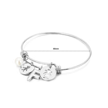 Load image into Gallery viewer, Fashion Creative English Alphabet F Round Cartoon Character 316L Stainless Steel Bangle with Imitation Pearls