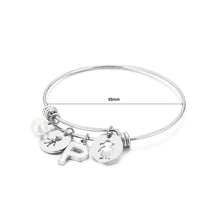 Load image into Gallery viewer, Fashion Creative English Alphabet P Round Cartoon Character 316L Stainless Steel Bangle with Imitation Pearls