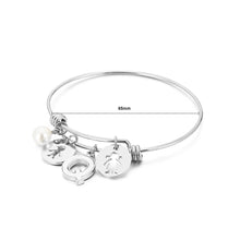 Load image into Gallery viewer, Fashion Creative English Alphabet Q Round Cartoon Character 316L Stainless Steel Bangle with Imitation Pearls
