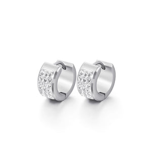 Simple Personality Geometric Round 316L Stainless Steel Stud Earrings with Cubic Zirconia