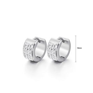 Simple Personality Geometric Round 316L Stainless Steel Stud Earrings with Cubic Zirconia