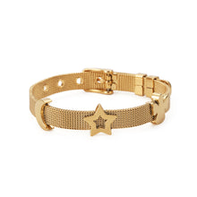 Load image into Gallery viewer, Fashion and Elegant Plated Gold Star Moon Angel Mesh Strap 316L Stainless Steel Bracelet