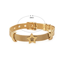 Load image into Gallery viewer, Fashion and Elegant Plated Gold Star Moon Angel Mesh Strap 316L Stainless Steel Bracelet