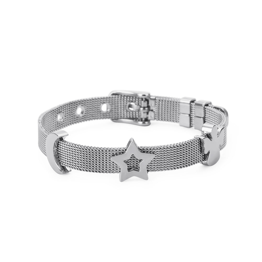 Fashion and Elegant Star Moon Angel Mesh Band 316L Stainless Steel Bracelet