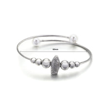 Load image into Gallery viewer, Fashion Simple Christian Round Bead 316L Stainless Steel Bangle with Imitation Pearl