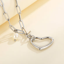 Load image into Gallery viewer, Simple and Fashion Heart-shaped 316L Stainless Steel Pendant with Imitation Pearls and Necklace