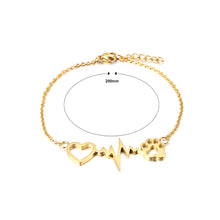 Load image into Gallery viewer, Simple and Cute Plated Gold Heart-shaped Cat Claw 316L Stainless Steel Bracelet